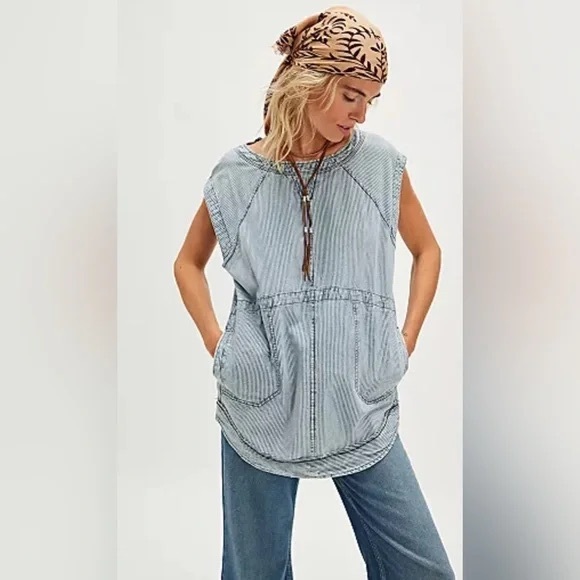We The Free Tops - Free People We The Free Madison Railroad Stripe Tunic Top size Xs